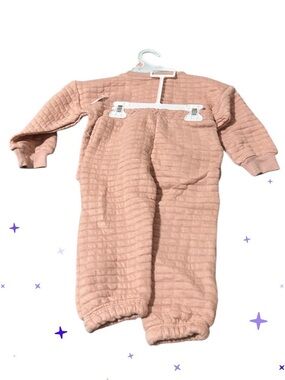 Cozy Quilted Baby Sweatshirt & Pants Set - Dusty Rose